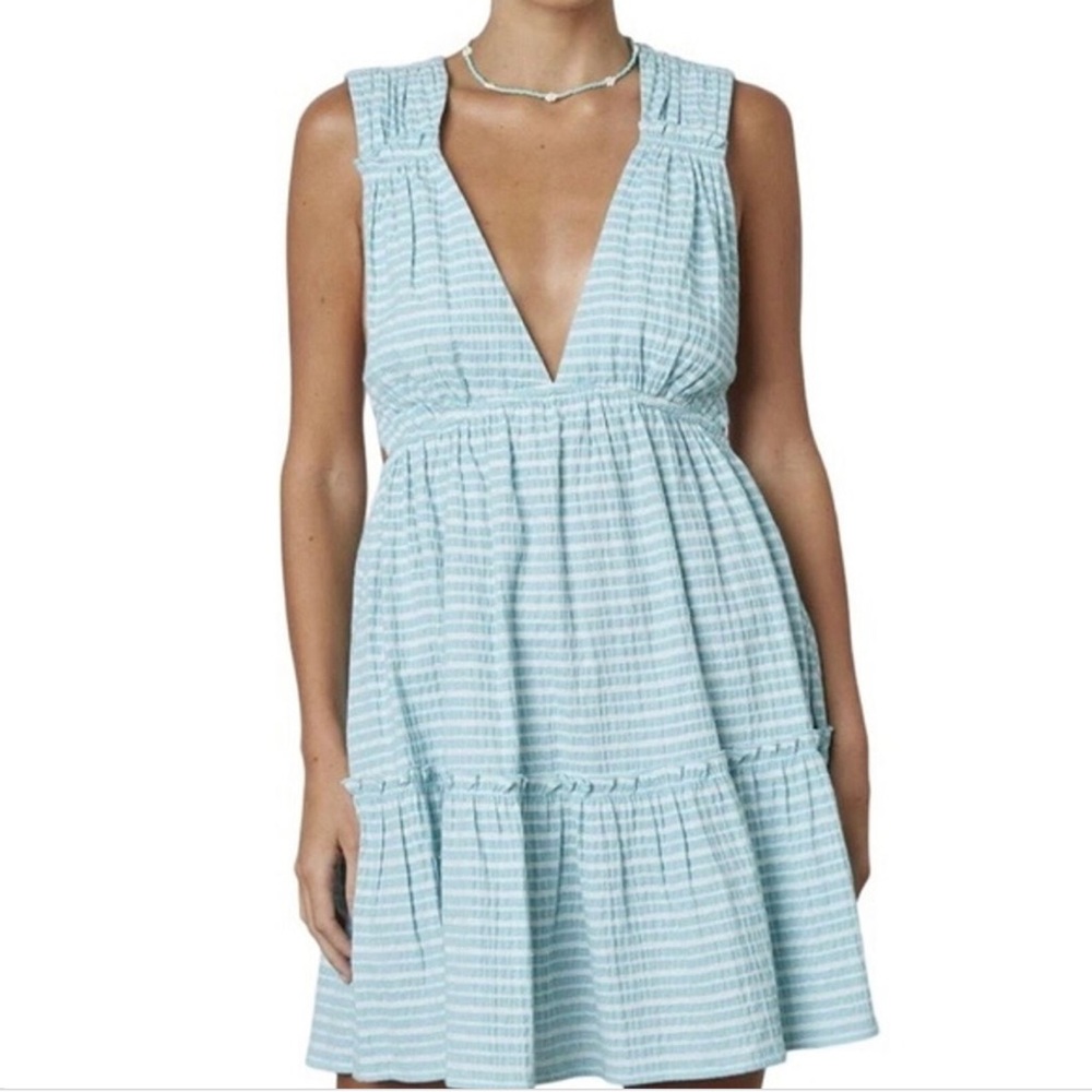 Cotton Candy LA Blue Teal Striped Cover Up Dress